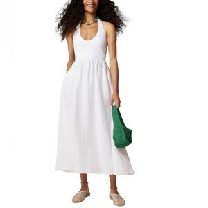 J. Crew Knit Mixy Isabel Elegant White Halter Maxi Dress NWT M